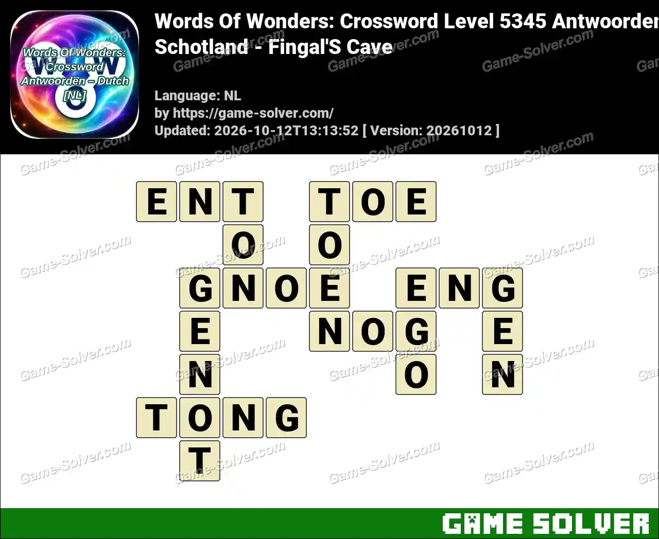 Words Of Wonders: Crossword Level 5345 Antwoorden – Schotland – Fingal’S Cave